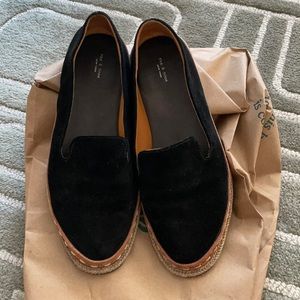 Black leather espadrillas